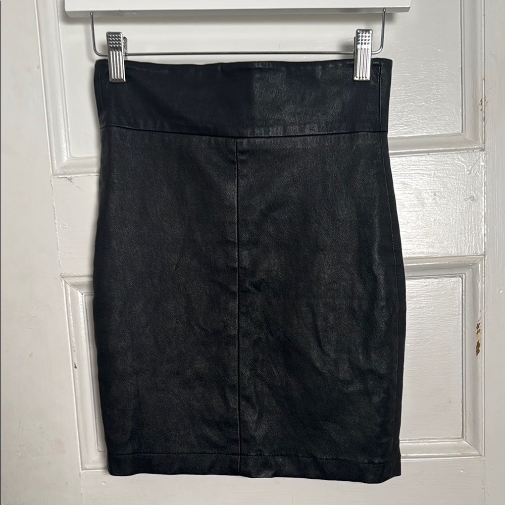 Robert Rodriguez Black Leather Mini Skirt
